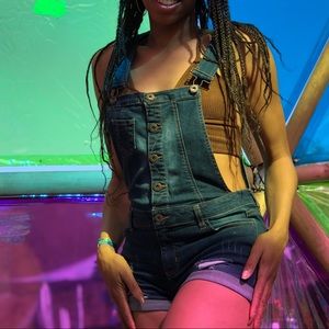 Overall shorts dark wash